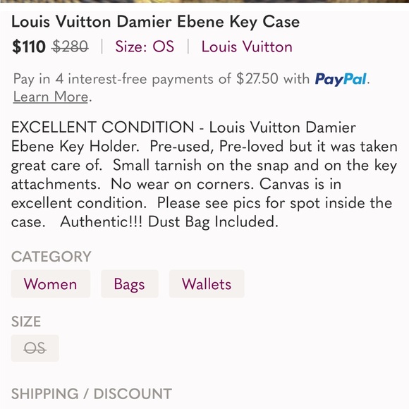 Authentic Louis Vuitton Brown Damier Ebene Key Holder w/ Dust Bag & Box - Picture 12 of 12